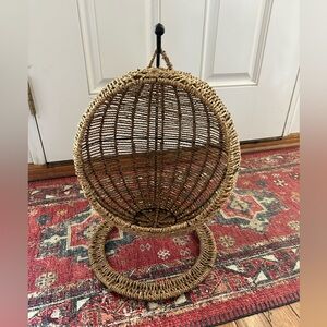 Hand Woven Rattan Hanging Pet Hammock Chair - Brown XS